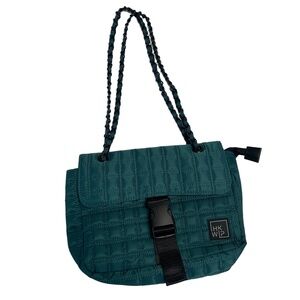 IHKWIP Dark Green Quilted Fabric‎ Black Chain Strap Buckle Shoulder Bag 15oz